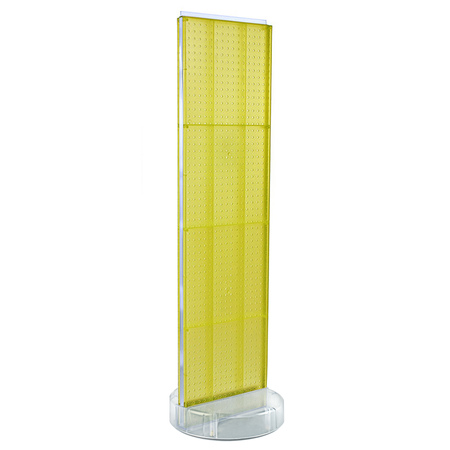 AZAR DISPLAYS 2 Sided-Yellow Pegboard Floor Display On A Revolving Round Studio Base 700780-YEL